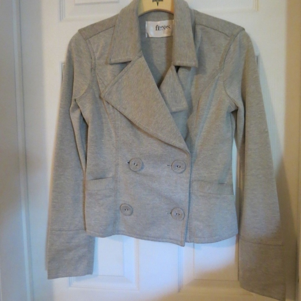 Fluxus Grey Women"s Jacket Size Small Double Breas